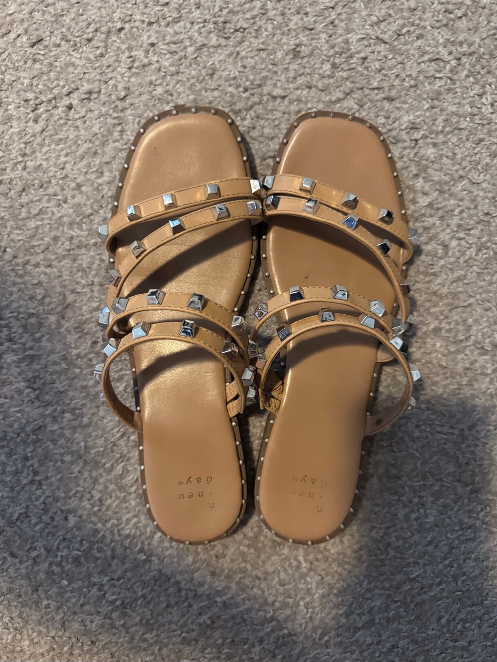Target Tan Studded Slide Sandals